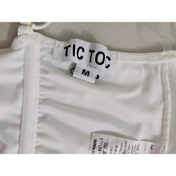 TicToc White Nylon Bra Bralette Bustier Corset Size M Crop Top. - Picture 2 of 9